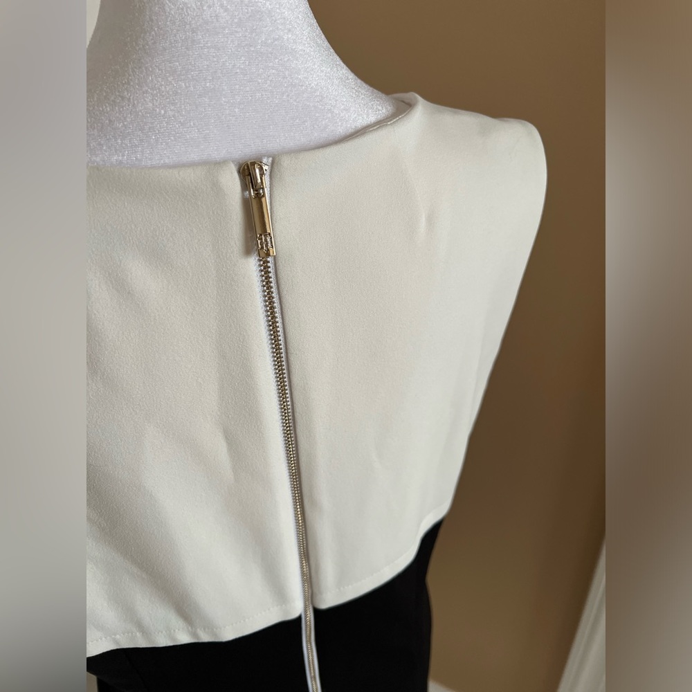 Tommy Hilfiger Women's Black & White Polyester Blend Zip-Up Shift Dress Sz 14 - Picture 4 of 5